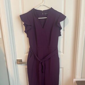 New York & Company Purple Jumpsuit with Ruffle Sleeves